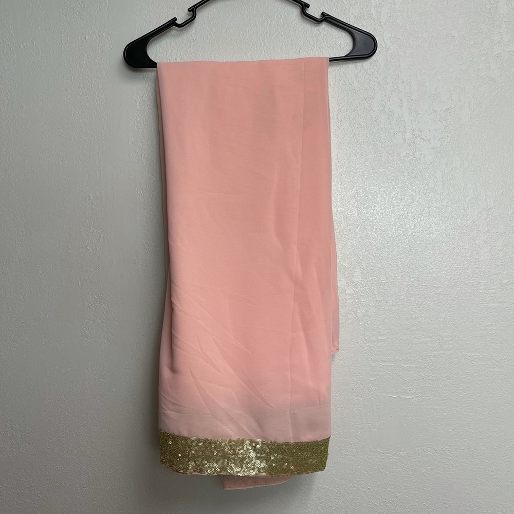 Indian peach pink chiffon saree